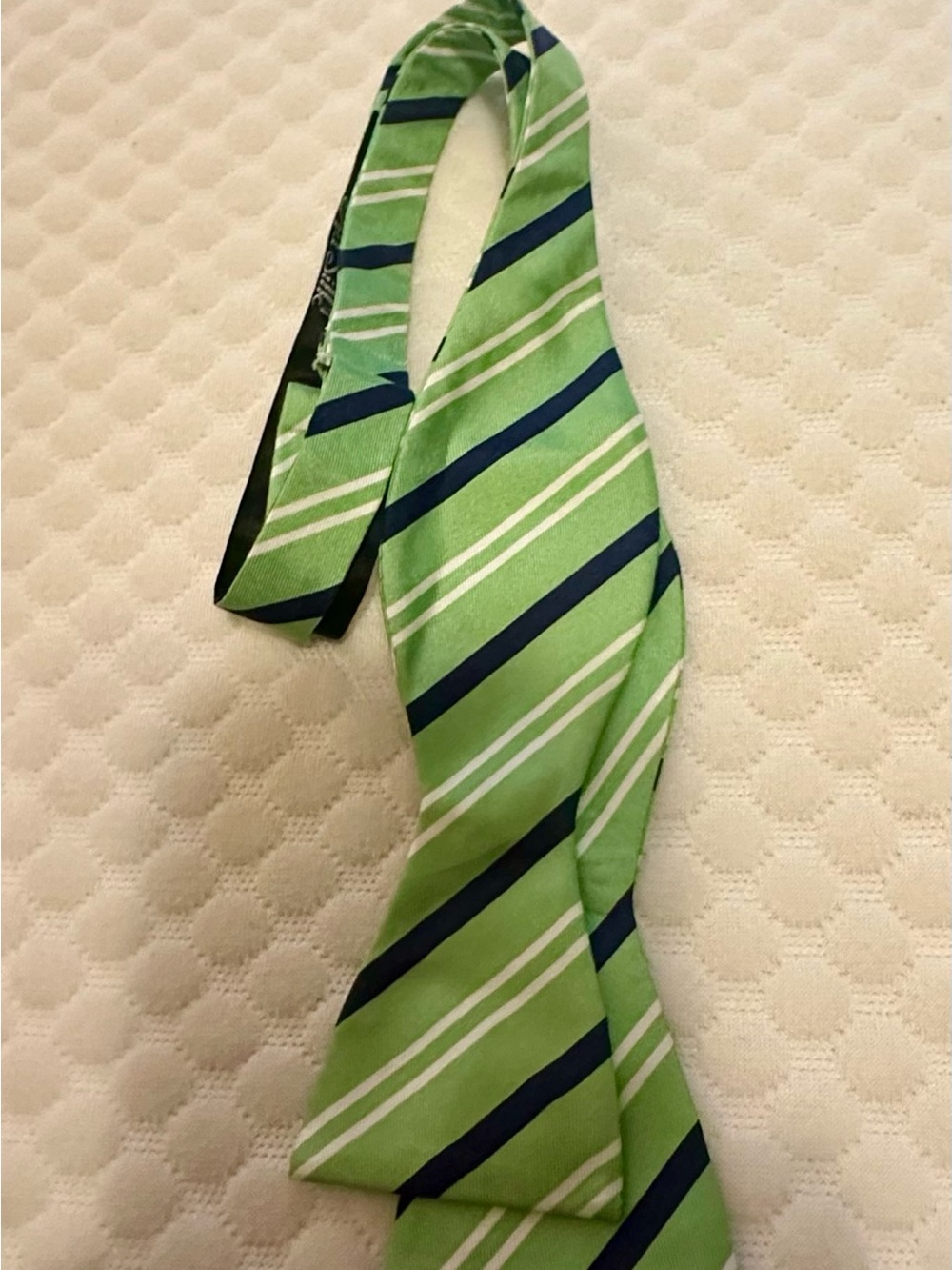 Green Striped Men's Tie with Navy and White Diagonals